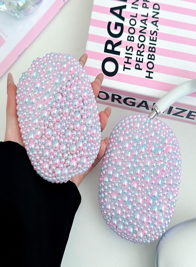 Olytop Glitter Pearls Case Cover for AirPods Max Headphones with Cleaner Pen Girls, Soft Handmade Beads TPU Ear Cups/Ear Pad/Headband Cover Silicone Protector for Apple Air Pod Max Accessories, Gradient Pink - Image 2