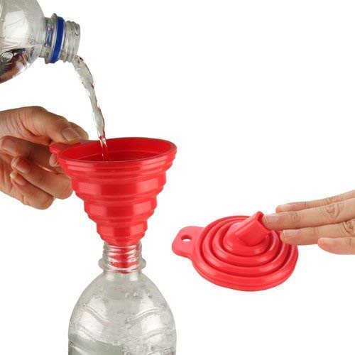 QUALIZA Transparent Glass 500 ml Classic Oil Dispenser Pack of 2 Glass Oil Bottle Crystal Clear with 1 Silicone Rubber Funnel Clear - Image 4