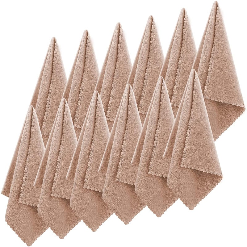 Syhood Syhood 12 Pieces Face Wash Cloth 12 x 12 in Makeup Remover Cloths Towel Coral Velvet Facial Microfiber Soft Fast Drying Facial Cleansing Towel for FaceBrown 
