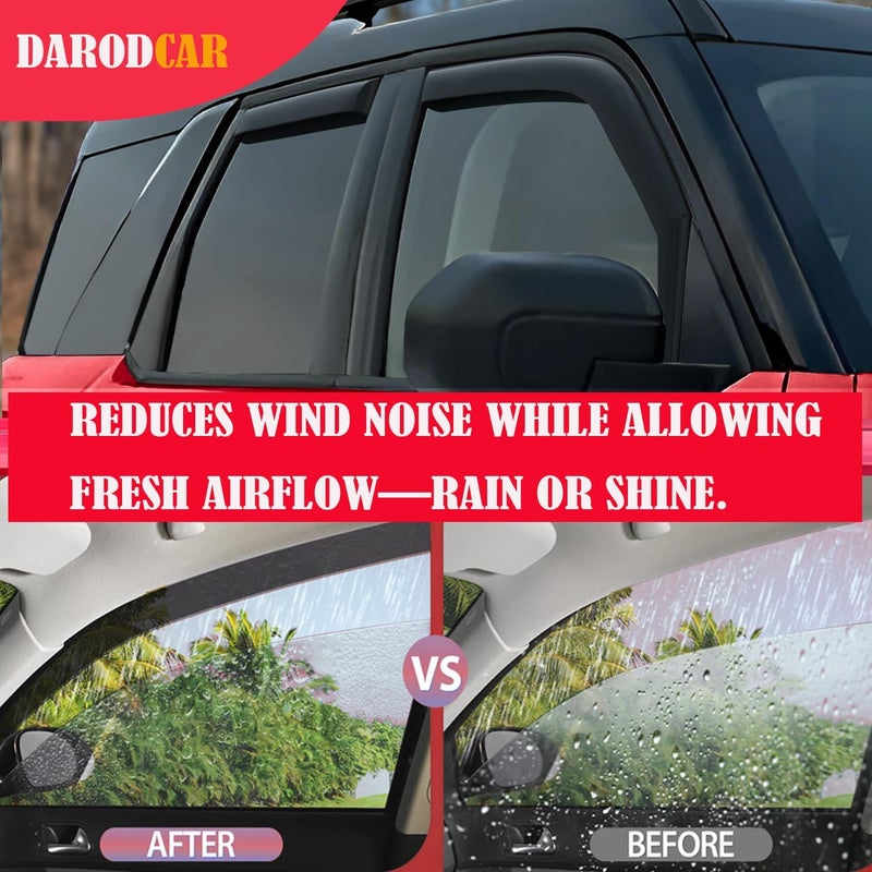Darodcar Side Window Visors Wind Deflectors Rain Guard for 2018-2022 Chevrolet Equinox - 4-Piece Set - Image 3