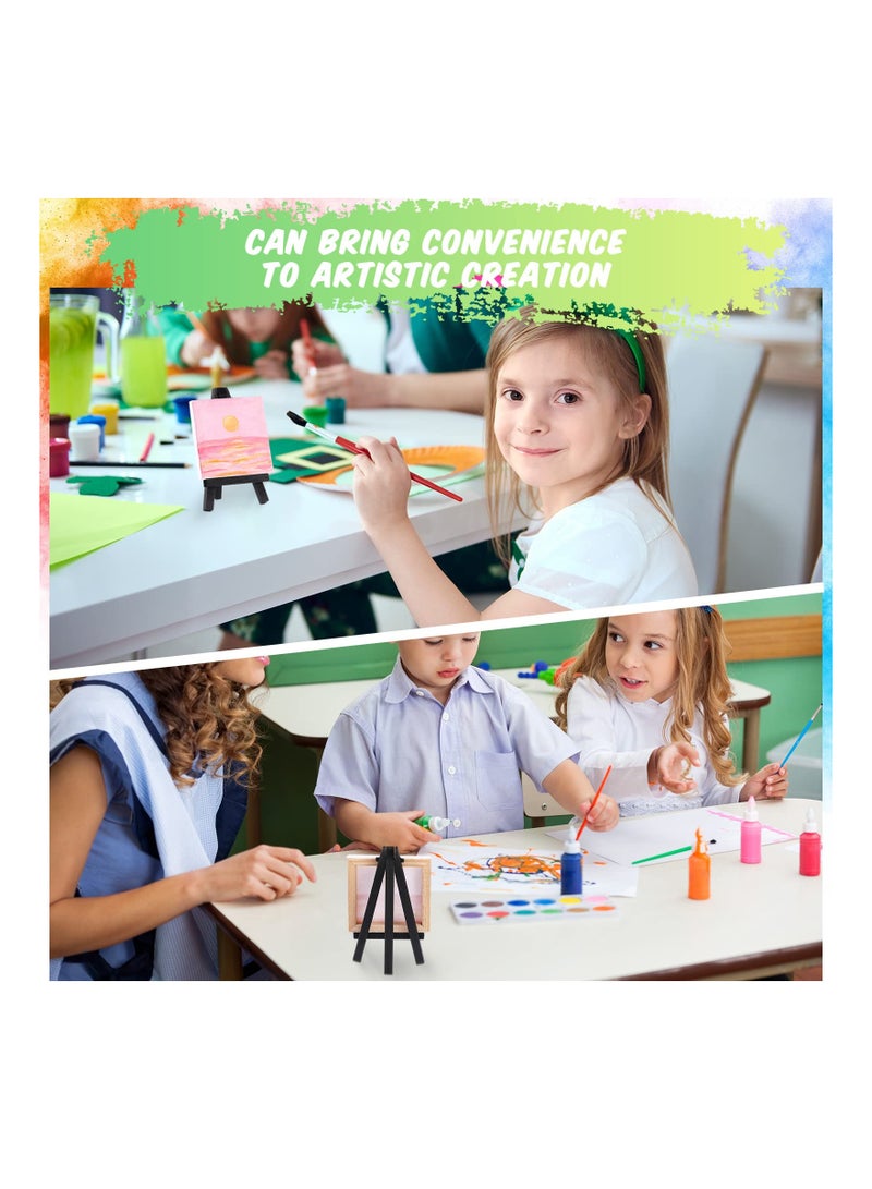 Mini 5 Inch Wooden Desktop Easel Set of 12 Black Tripod Stand for Photos and Paintings Display - Image 2