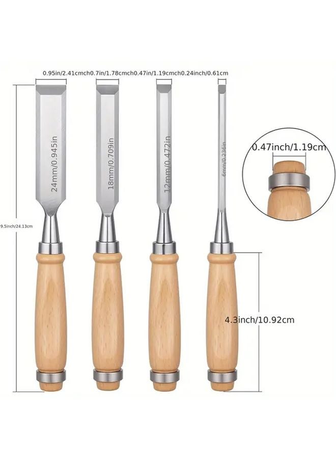 Variant 4pcs Wood Chisel Set Professional Woodworking Tools Bevel Edge Longlasting - Image 3