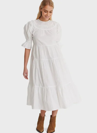 NA-KD Puff Sleeves Pleated Dress