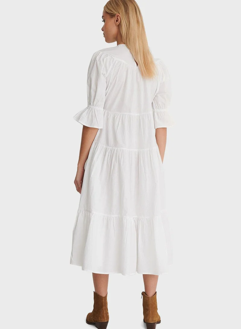 NA-KD Puff Sleeves Pleated Dress