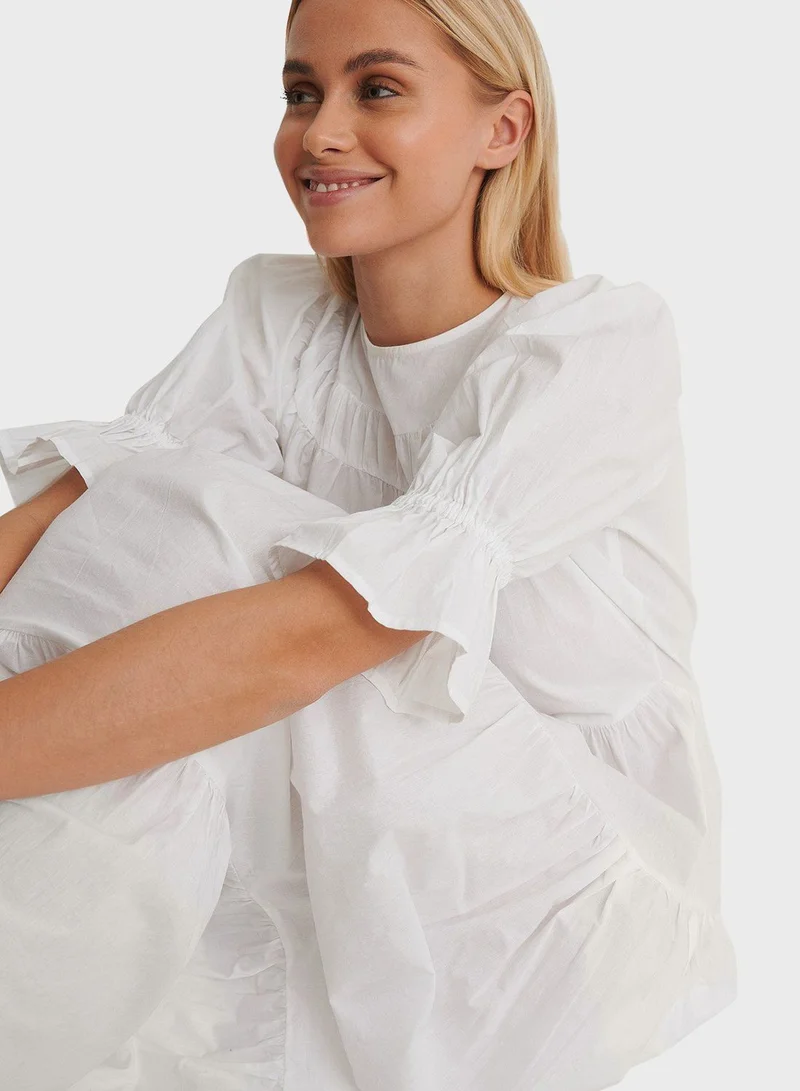NA-KD Puff Sleeves Pleated Dress