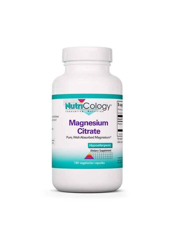 Nutricology - Magnesium Citrate Wellabsorbed Bone And Stress Support 180 Vegetarian Capsules - Image 1