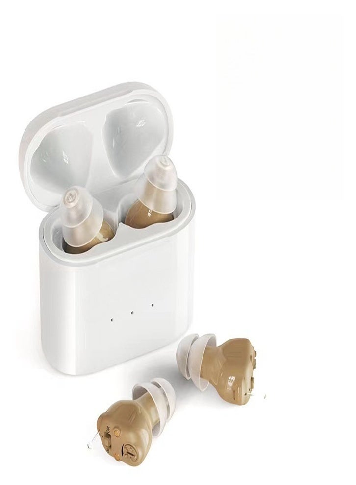 Hearing aids for seniors with noise reduction, comfortable rechargeable invisible earphones with charging case (skin color) - Image 1