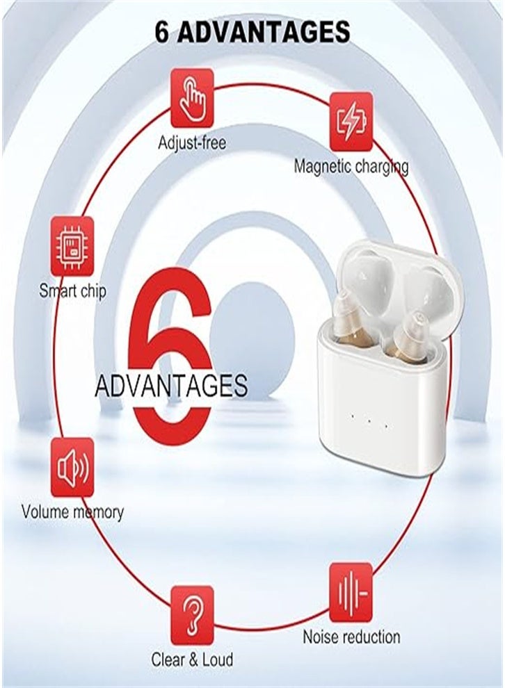 Hearing aids for seniors with noise reduction, comfortable rechargeable invisible earphones with charging case (skin color) - Image 5