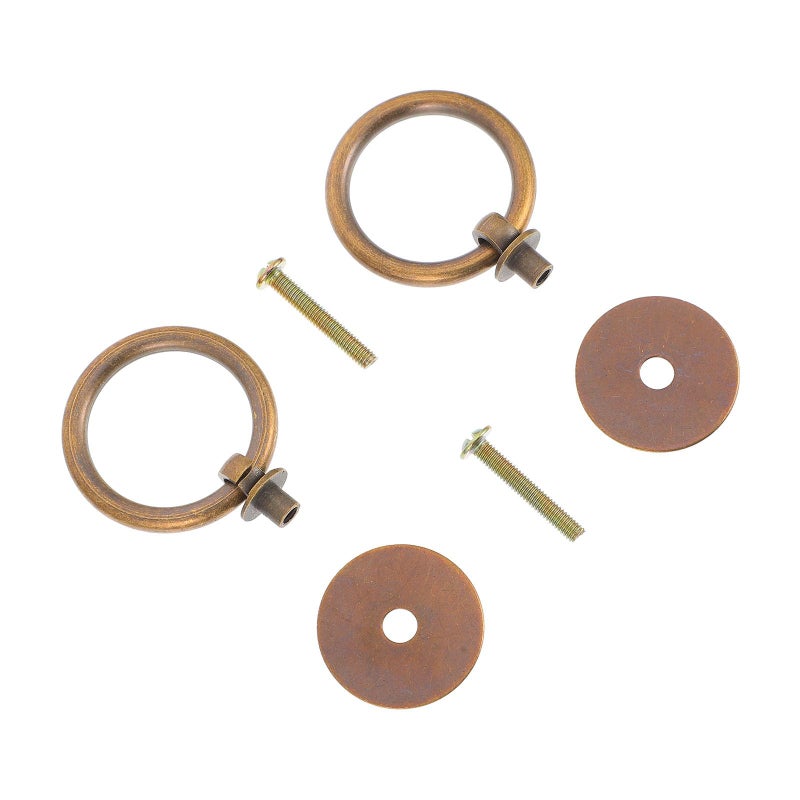 Vintage Brass Cabinet Ring Pulls 4cm Antique Drawer Handles Solid Copper Hardware - Image 2