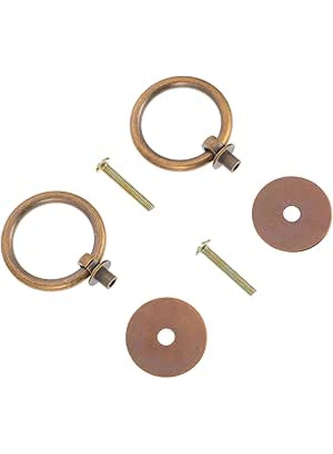 Vintage Brass Cabinet Ring Pulls 4cm Antique Drawer Handles Solid Copper Hardware - Image 1