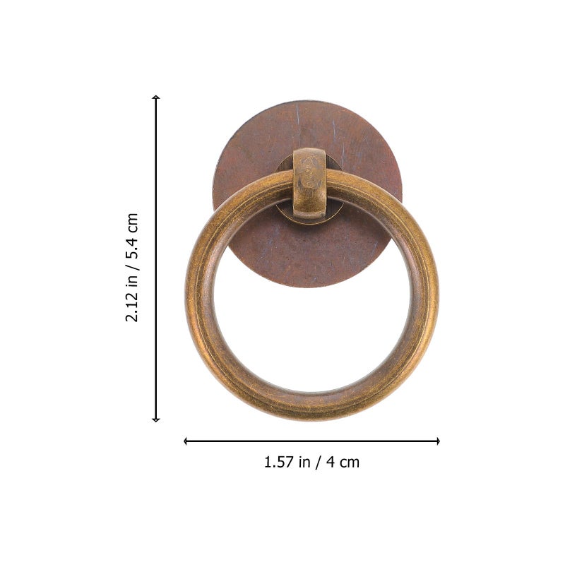 Vintage Brass Cabinet Ring Pulls 4cm Antique Drawer Handles Solid Copper Hardware - Image 3