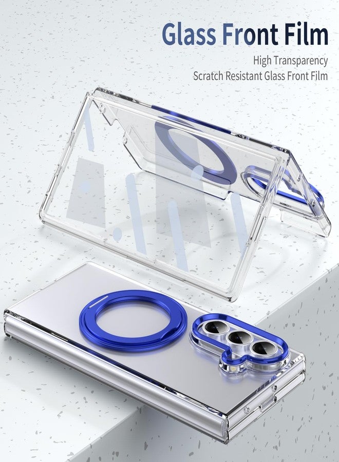 XIMAND for Samsung Galaxy Z Fold 7 Case with Magnetic Ring Holder, 360 Rotating Bracket, Built-in Front Screen Len Protector, Anti-Yellowing & Anti-Fingerprint Crystal Clear Case.(Violet) - Image 4