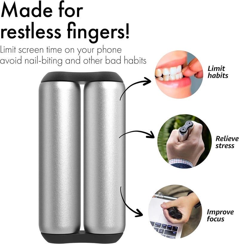 ONO Roller - Handheld Fidget Toy for Adults | Help Relieve Stress, Anxiety, Tension | Promotes Focus, Clarity | Compact, Portable Design (Full Size/Aluminum, Grey) - Image 5