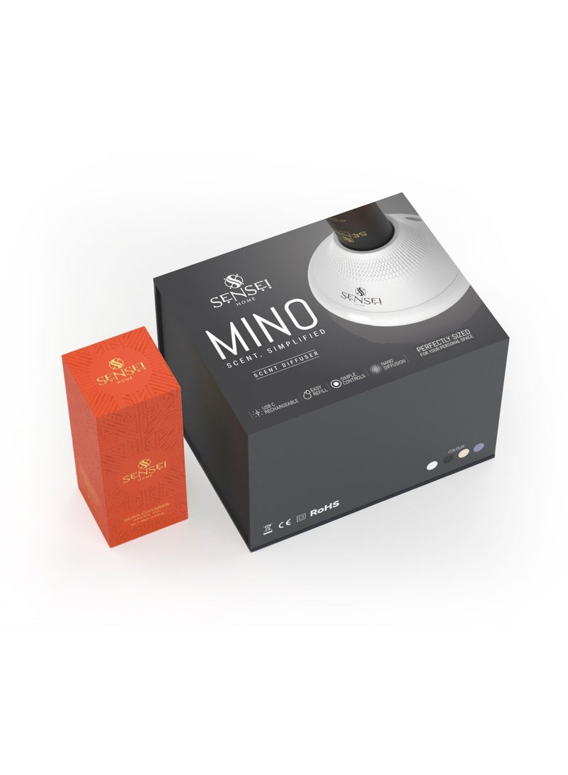 SENSEI Mino Diffuser and Diffuser Oil (Guava Cucumber), tabletop aroma diffuser for room, desk, office and reception. Comes with free Guava Cucumber oil included. Notes of guava, cucumber and musk. - Image 2