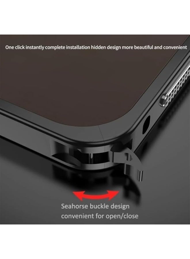 Case Compatible with OPPO Reno 15 Pro Aluminum Alloy Metal Frame with Lens Camera Cap Seahorse Buckle Design Anti-Drop Shockproof Bumper Heat Dissipation Cover - Image 4
