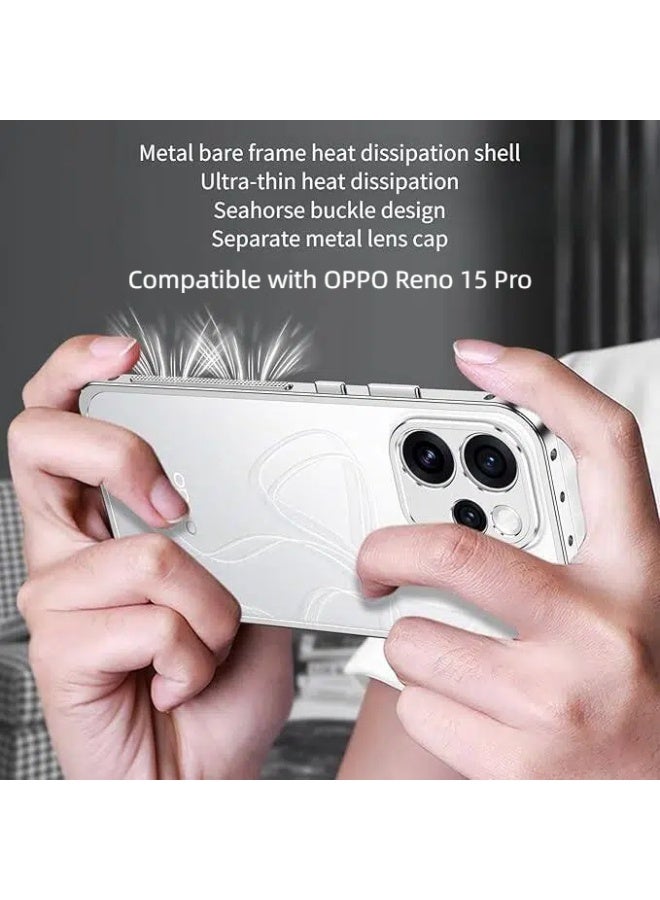 Case Compatible with OPPO Reno 15 Pro Aluminum Alloy Metal Frame with Lens Camera Cap Seahorse Buckle Design Anti-Drop Shockproof Bumper Heat Dissipation Cover - Image 2