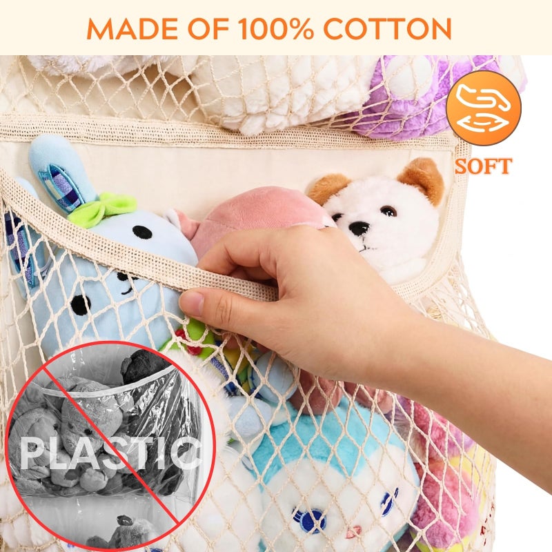 Ofiray-home Over The Door Stuffed Animal Storage, Cotton Toy Organizer for Storage Plush Toys,Baby Supplies, Stuffed Animal Holder with 4 Large Pockets, Hanging Door Organizer for Nursery, Bedroom, Kids Room - Image 4