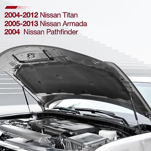 Vepagoo دعائم غطاء المحرك الأمامي Vepagoo 4182 متوافقة مع نيسان تيتان 2004-2015 أو نيسان باثفايندر 2004 أو نيسان أرمادا 2005-2015 دعم رفع صدمات الغاز، بدائل النوابض لغطاء المحرك 4 أبواب، 95410، 14260 - Image 3
