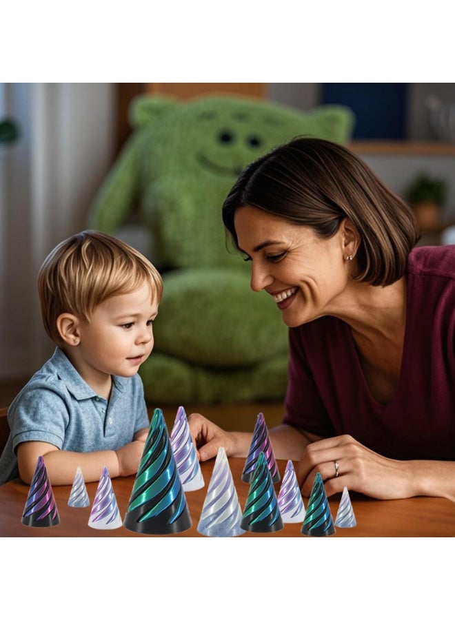 OSHIMA 2 Pcs Spiral Cone Fidget Toy, Impossible Cone, Pyramid Passthrough Sculpture Toy, 3D Printed Spiral Cone, Relief Fidget Toy for Adults & Kids, Passthrough Impossible Pyramid for Anxiety Relaxing - Image 5