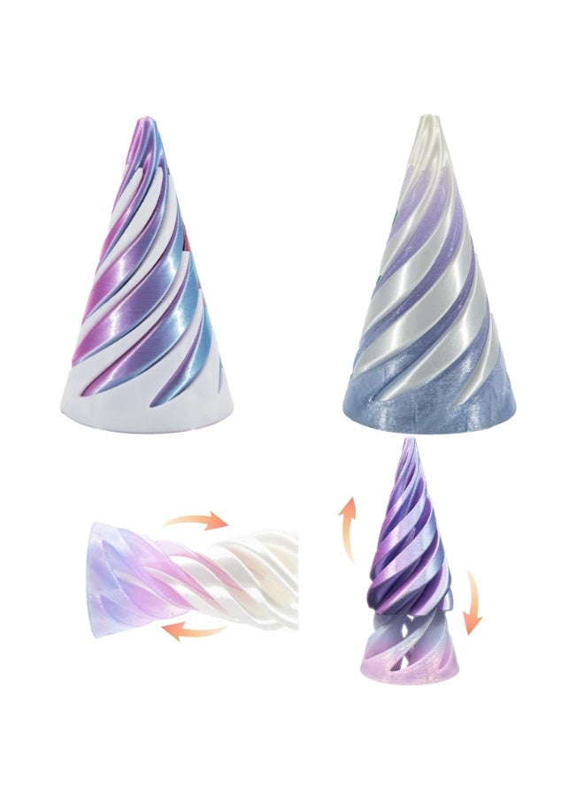 OSHIMA 2 Pcs Spiral Cone Fidget Toy, Impossible Cone, Pyramid Passthrough Sculpture Toy, 3D Printed Spiral Cone, Relief Fidget Toy for Adults & Kids, Passthrough Impossible Pyramid for Anxiety Relaxing - Image 1