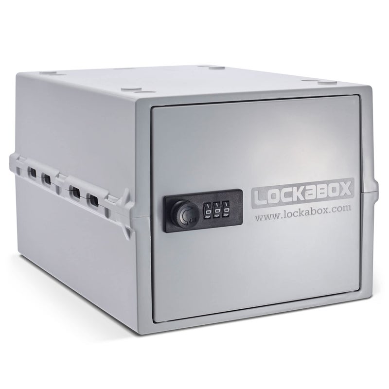 Lockabox Oneâ„¢ | Premium Lock Box | Medium Combination Lock Box For Food, Medicine & Home Safety | External Size 12 x 8 x 6.6 inches (Opal White) - Image 1