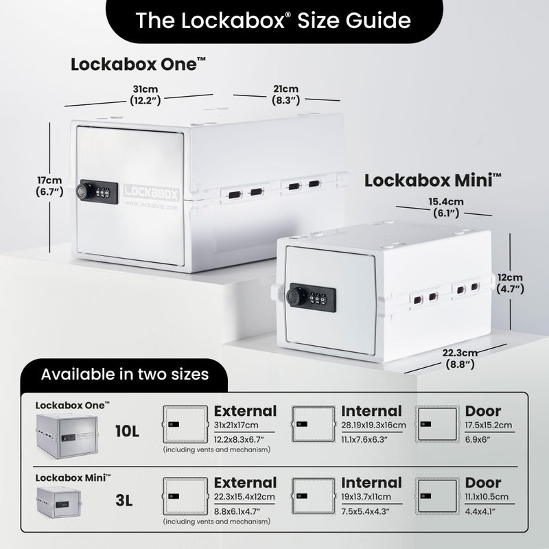 Lockabox Oneâ„¢ | Premium Lock Box | Medium Combination Lock Box For Food, Medicine & Home Safety | External Size 12 x 8 x 6.6 inches (Opal White) - Image 5