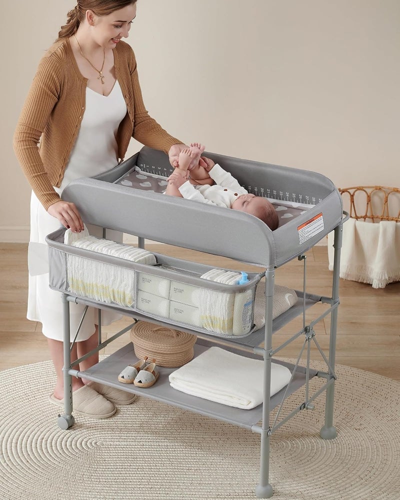 Beka BEKA Diaper Changing Station Portable Changing Table for Baby Waterproof Folding Portable Changing Station Adjustable Height wOrganizer Mobile Nursery Diaper Changing Table for Baby Newborn