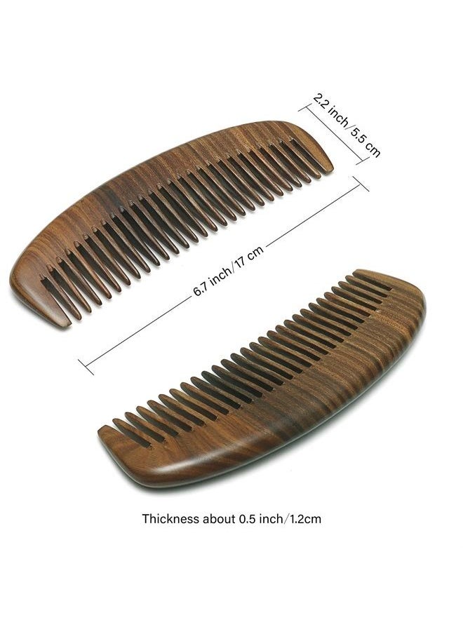 Cosfan - Natural Sandalwood Comb, Wide Toothed Moon Comb, Green Sandalwood Hair Comb, Handmade Wooden Comb, Oval Wide Tooth Comb for Women Men-No Snags, No Static, No Tangle - Image 1
