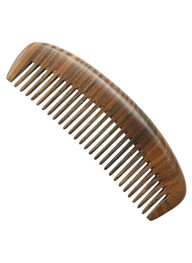 Cosfan - Natural Sandalwood Comb, Wide Toothed Moon Comb, Green Sandalwood Hair Comb, Handmade Wooden Comb, Oval Wide Tooth Comb for Women Men-No Snags, No Static, No Tangle - Image 1