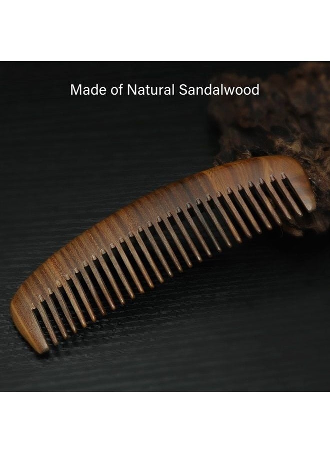 Cosfan - Natural Sandalwood Comb, Wide Toothed Moon Comb, Green Sandalwood Hair Comb, Handmade Wooden Comb, Oval Wide Tooth Comb for Women Men-No Snags, No Static, No Tangle - Image 1