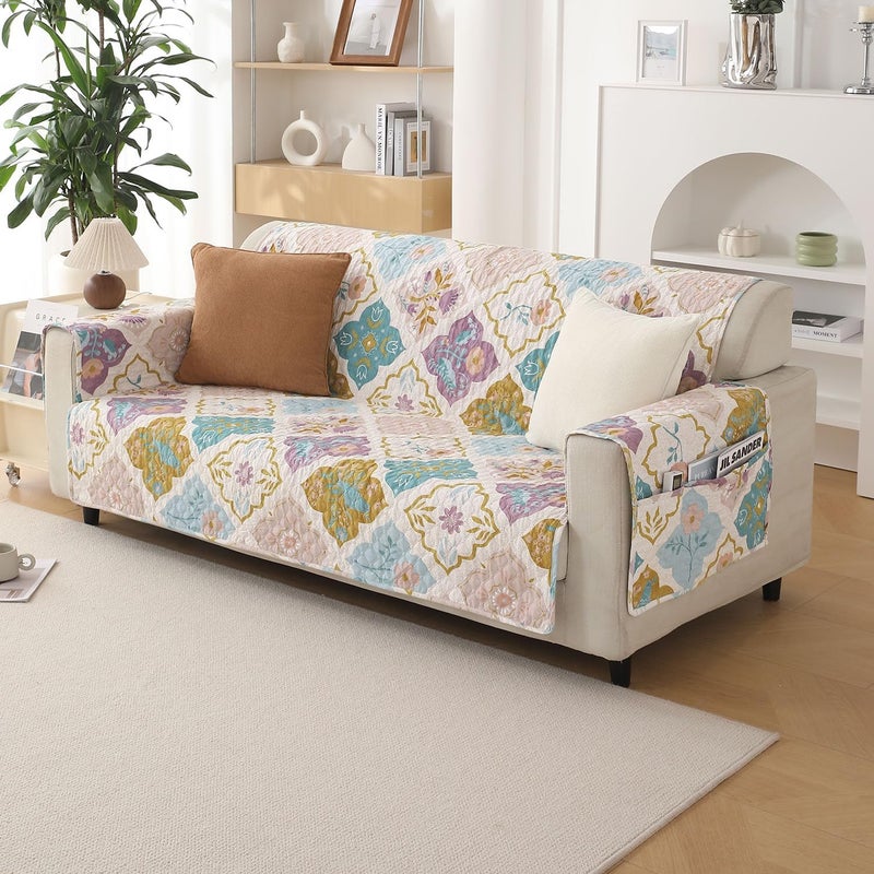 HOKIPO غطاء أريكة هوكبو بوليستر 3 مقاعد مزود بجيوب، متعدد الألوان (NEW-742-D5) - Image 2