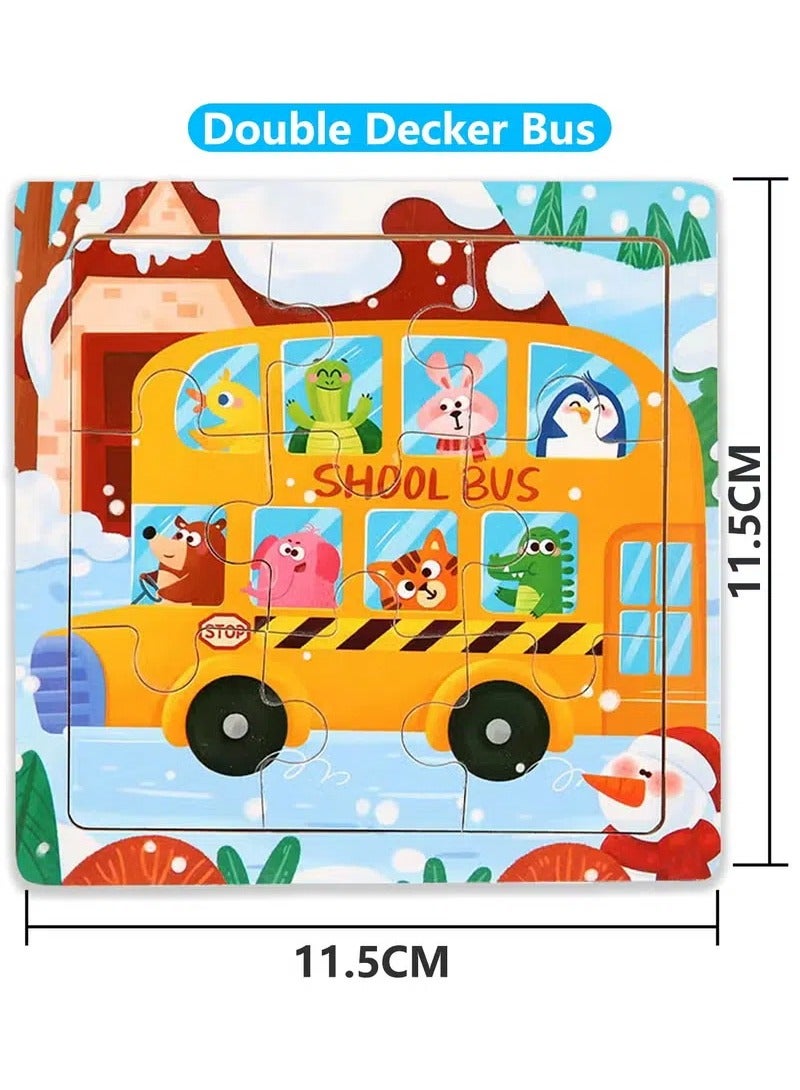 6 Piece Preschool Educational and Learning Animal Jigsaw Puzzle Toy Gift Set Toddler Puzzles Party Favors for Girls and Boys(Portable Travel Puzzles) - Image 3