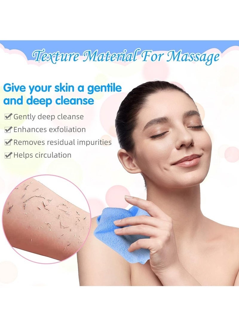 يلا جوي 4 قطع من ليفة تقشير الظهر بمقابض، ليفة استحمام من النايلون بطول ممتد لتقشير الجسم، حزام غسيل قابل للتمدد للرجال والنساء (أزرق داكن، رمادي، بيج، أخضر فلوري) - Image 2