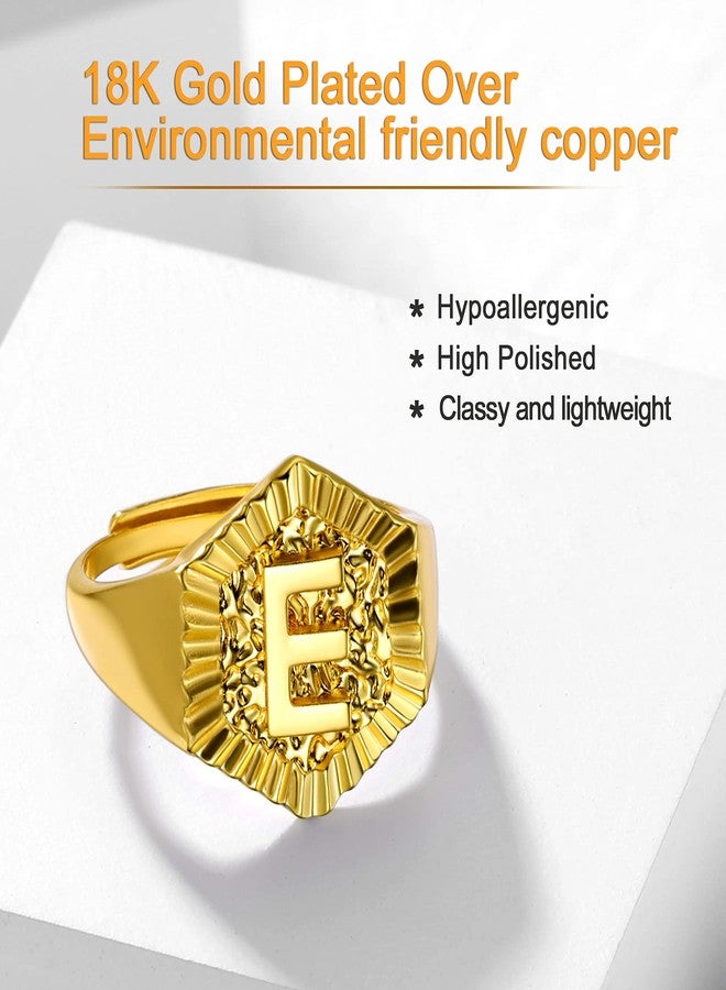 U7 Initial C Ring for Women 18K Gold Plated Stackable Rings Gold Plated Wedding Band Adjustable Signet Rings - Image 3