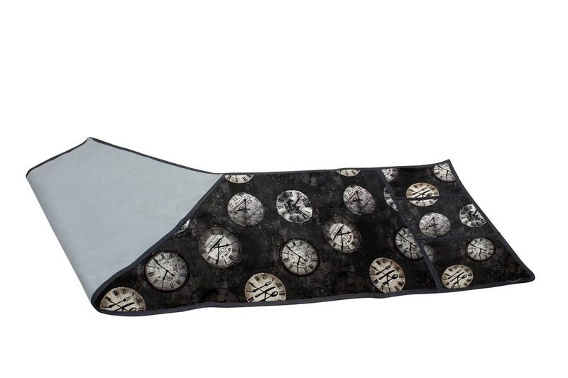 The Furnishing Tree The Furnishing Tree Waterproof Dustproof PVC Microwave Oven Top Cover with 6 utility pockets Analog Pattern Black  - Image 3