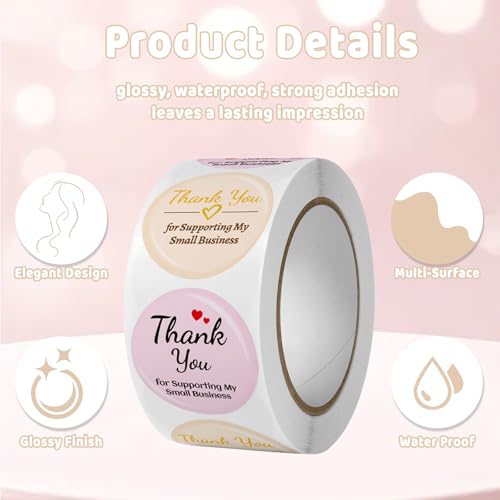 Dancepanda Thank You Stickers,Thank You Stickers Small Business,for Multiple Occasions(1000PCS,Black and Pink,0.98") - Image 4
