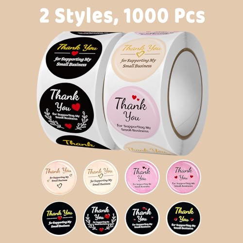 Dancepanda Thank You Stickers,Thank You Stickers Small Business,for Multiple Occasions(1000PCS,Black and Pink,0.98") - Image 3