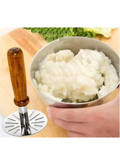 Oblivion Oblivion Stainless Steel Pav Bhaji Masher with Rust-Resistant Wood Handle - Best Kitchen Tool Set for Sturdy, Easy-Grip, Durable and Multipurpose Cooking (1pc)  - Image 3