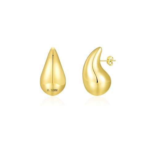 Apsvo Chunky 14K Gold Plated Hoop Earrings for Women, Lightweight Waterdrop Hollow Open Hoops, Hypoallergenic Dupes Earrings - Image 1