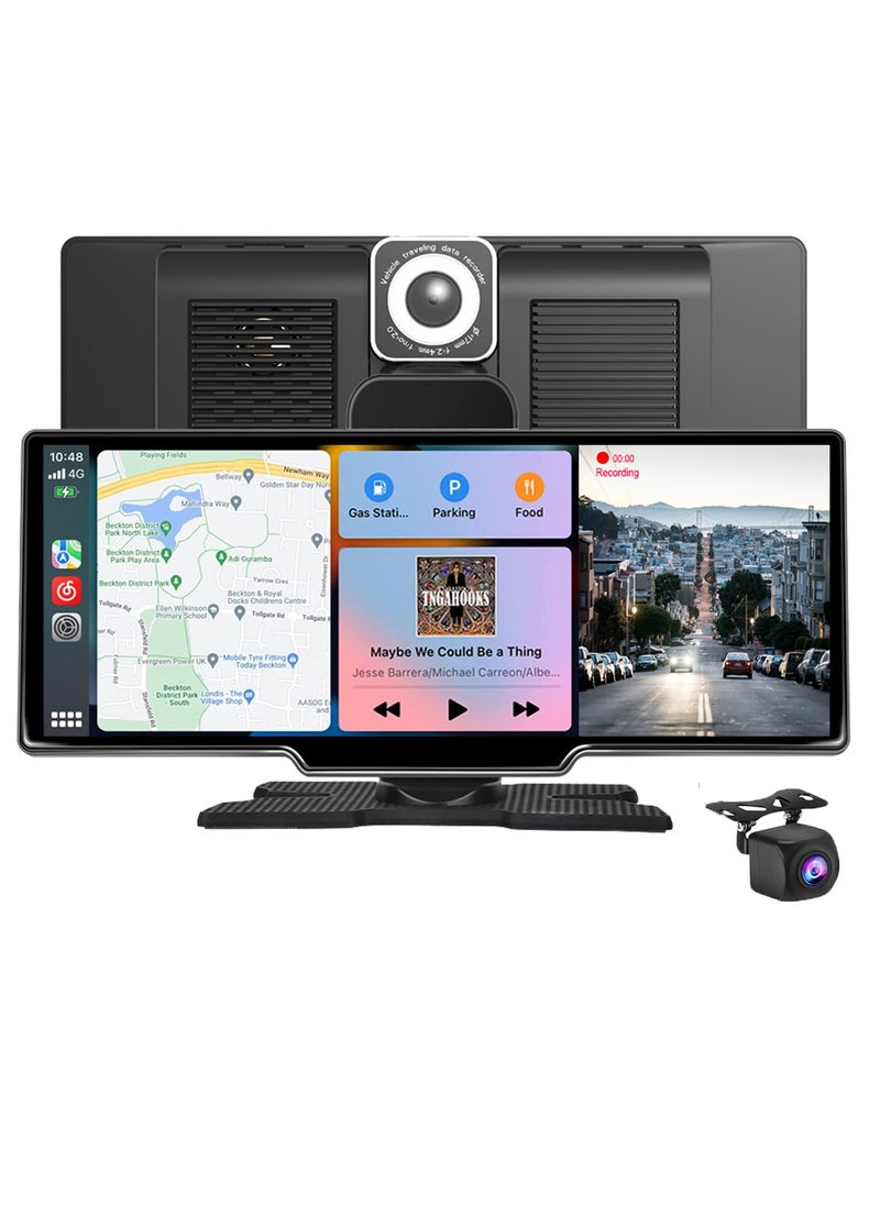 Generic - Wireless Apple Carplay Car Stereo,Portable 10.26 Inch Touch Screen Android Auto,4K Dash Cam,1080p Backup Camera DVR,Drive Mate Carplay Navigation with Mirror Link/Siri/FM/Bluetooth - Image 1