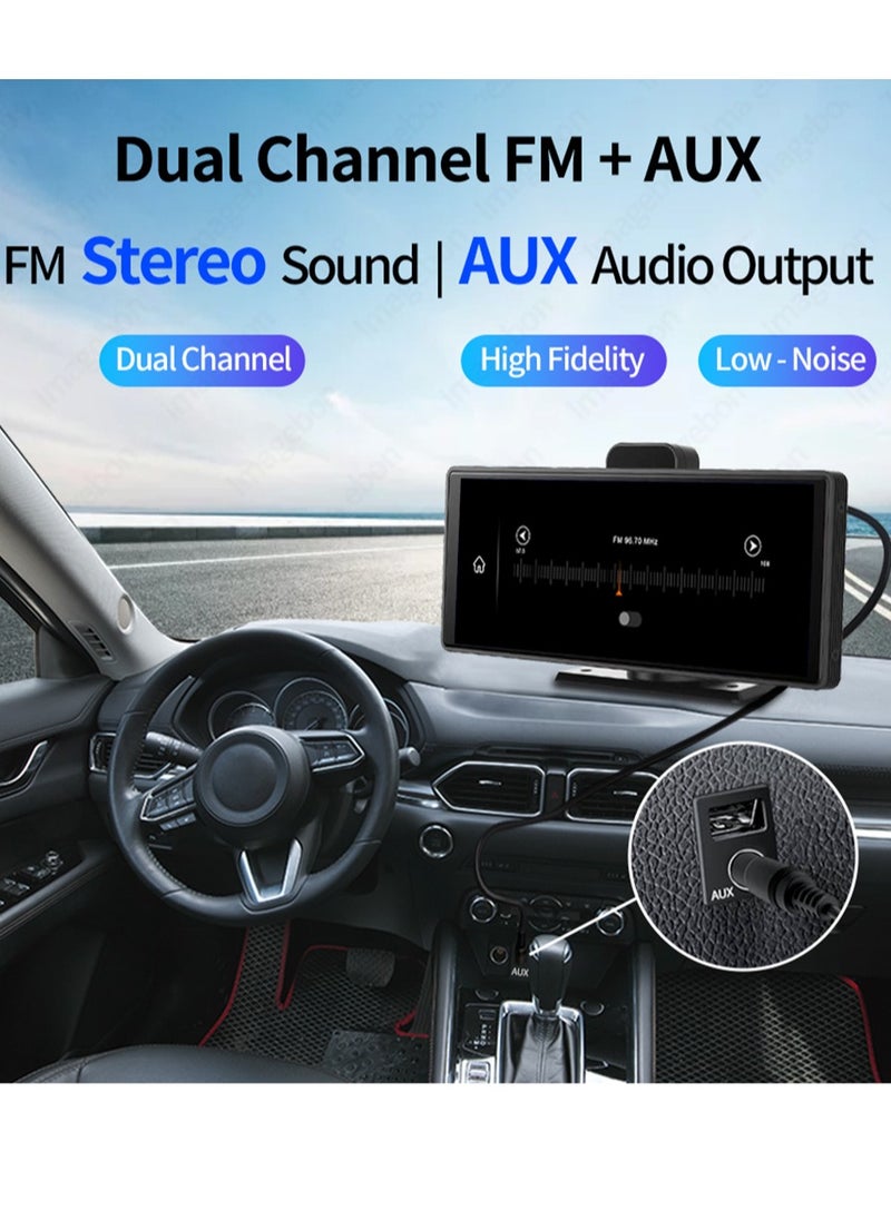 Generic - Wireless Apple Carplay Car Stereo,Portable 10.26 Inch Touch Screen Android Auto,4K Dash Cam,1080p Backup Camera DVR,Drive Mate Carplay Navigation with Mirror Link/Siri/FM/Bluetooth - Image 1
