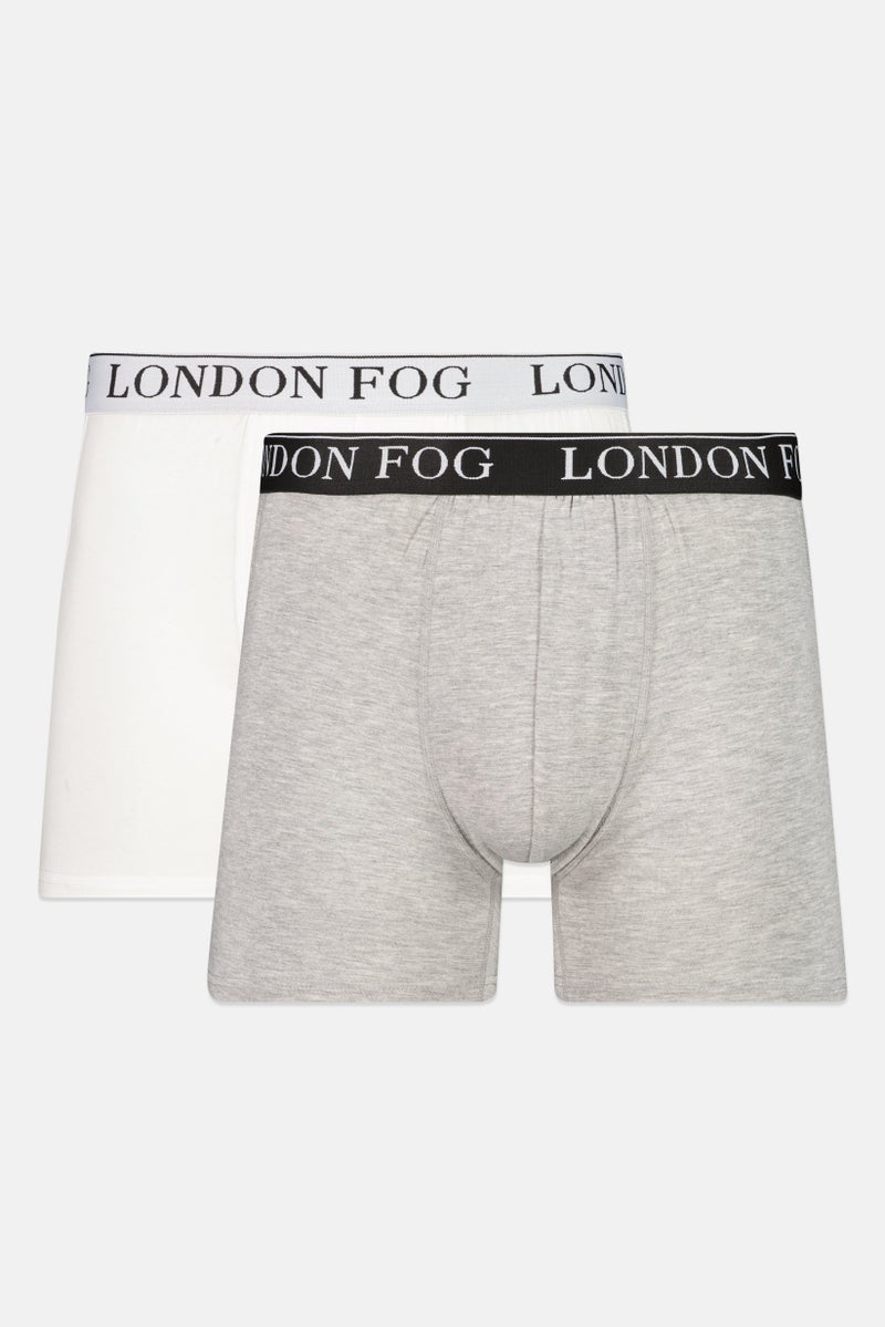 London Fog Men 2 Piece Brand Logo Boxer Briefs, Multicolor - Image 1