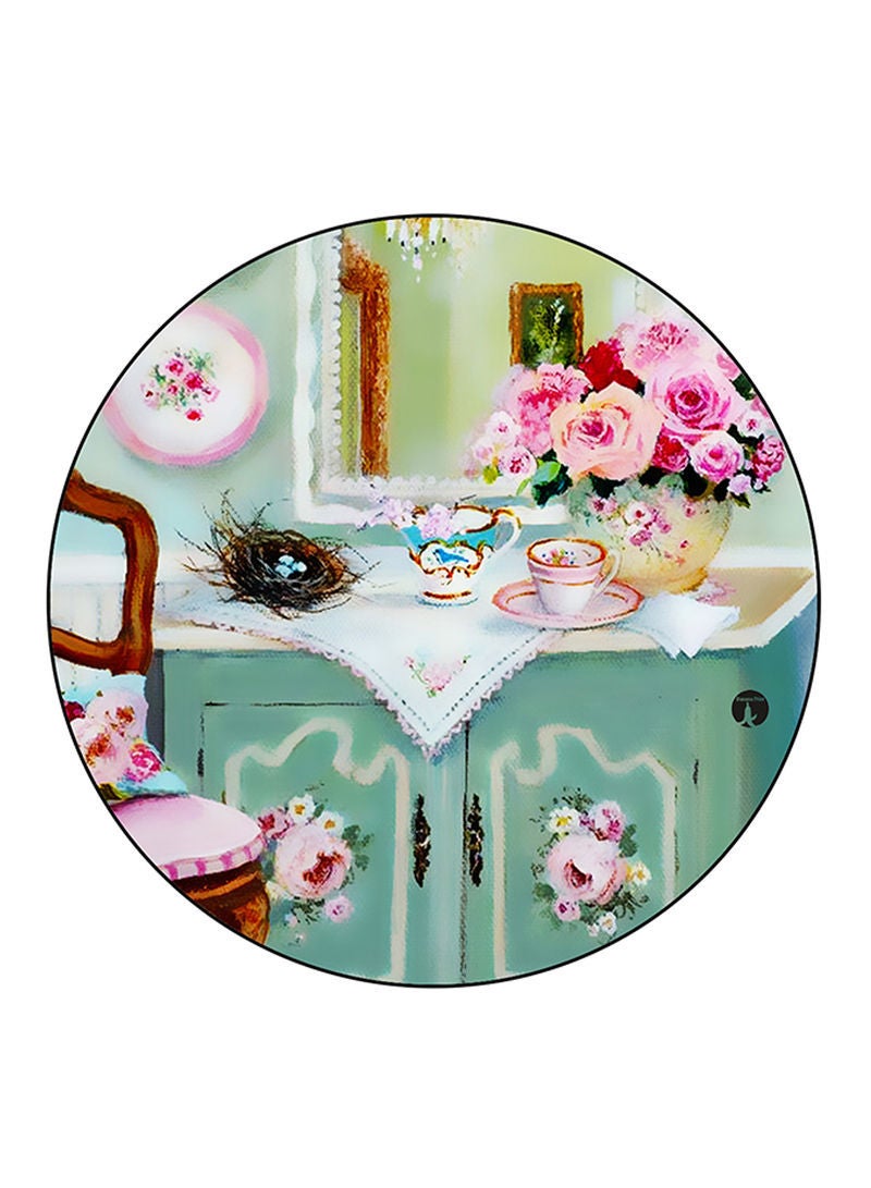 RKN Flowers Printed Mouse Pad  Round  Multicolour