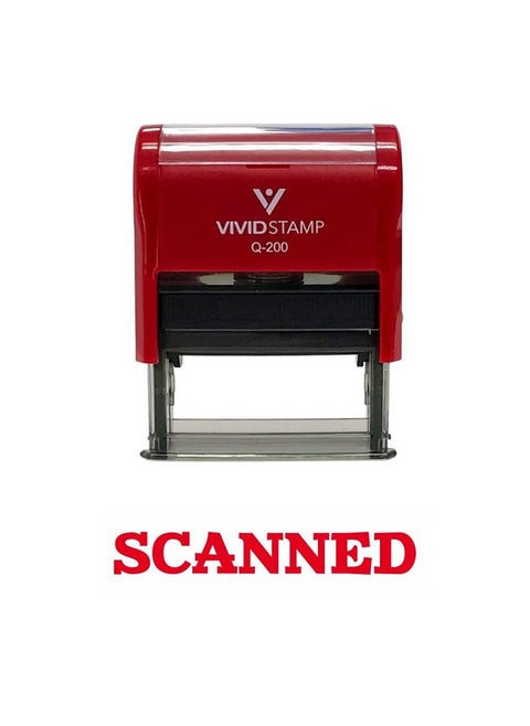 Simple Scanned Office Self-Inking Office Rubber Stamp (Red) - Medium