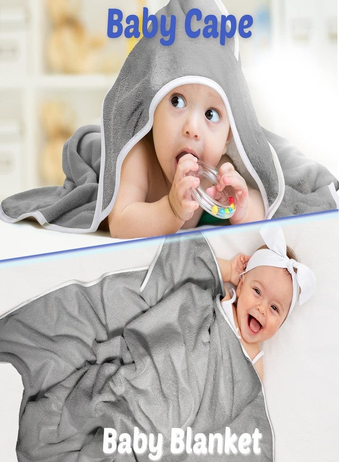 Reginary 4 Pack Baby Hooded Towels Coral Fleece Baby Bath Towels 30 x 30 Inch Soft Absorbent Hooded Bath Blanket for Newborn Toddler Infant Boy Girl Shower Gift Supplies (Gray) - Image 5