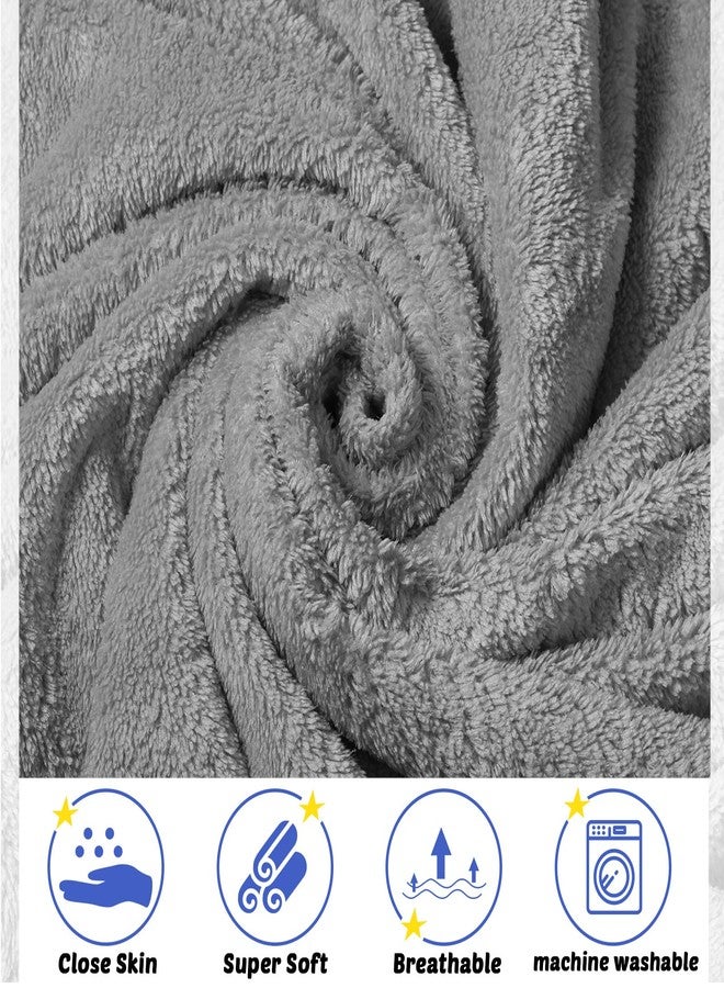 Reginary 4 Pack Baby Hooded Towels Coral Fleece Baby Bath Towels 30 x 30 Inch Soft Absorbent Hooded Bath Blanket for Newborn Toddler Infant Boy Girl Shower Gift Supplies (Gray) - Image 3