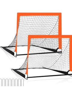 Beauenty 2 Pack Portable Football Goals for Kids,4 x 3 ft Kids Football Training Equipment for Garden, Indoor  Outdoor, Impact-Resistant Fibreglass Structure  - Image 1