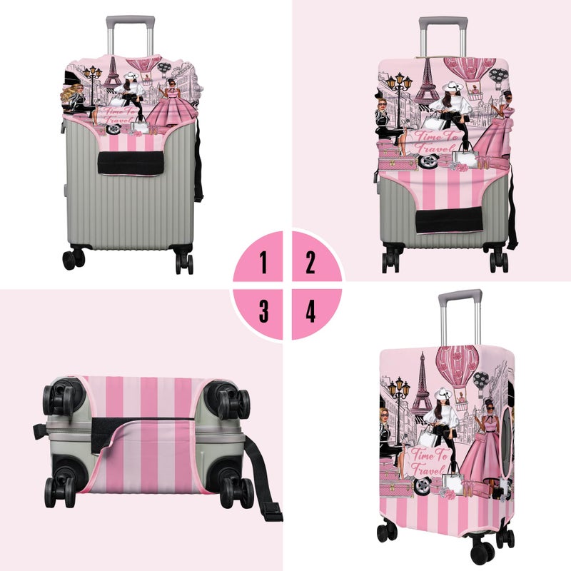 PtRug Travel Luggage Cover Suitcase Protector Fits 18-32 Inch Wheel Covers PatternedTravel Related Items Flower Luggage Protector Elastic M - Image 4