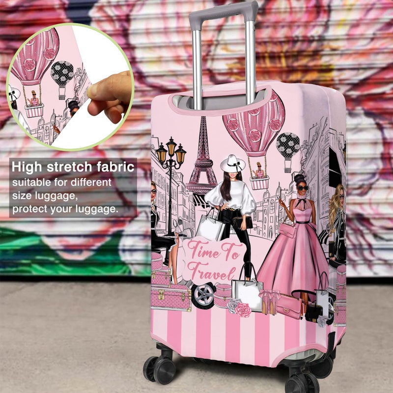 PtRug Travel Luggage Cover Suitcase Protector Fits 18-32 Inch Wheel Covers PatternedTravel Related Items Flower Luggage Protector Elastic M - Image 3