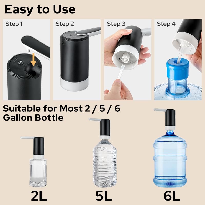 COSTAR Portable Wireless Water Pump Automatic Dispenser With Removable Spout USB Rechargeable Mini Pump For Bottles Ideal For Drinking Water kingfisher04 pro Black 20 Liter - Image 5